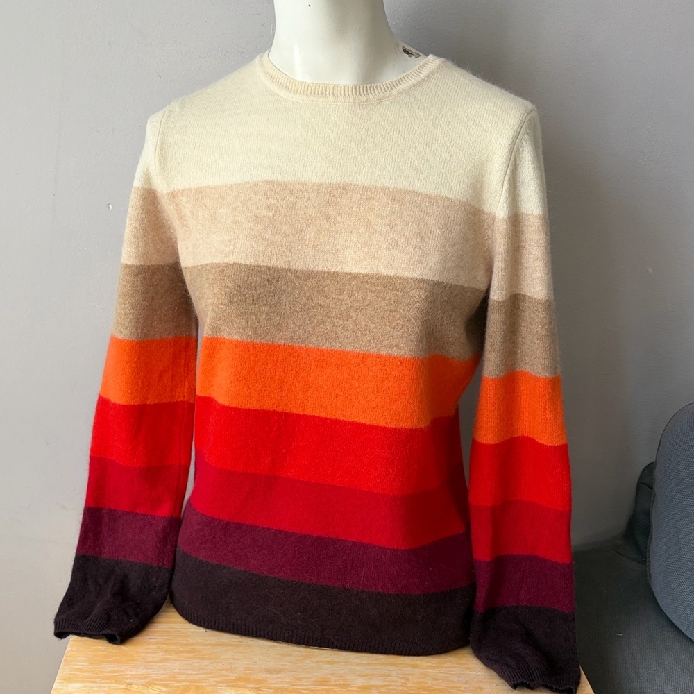 Charter Club Luxury 100% Cashmere Colorblock Colorful Sweater